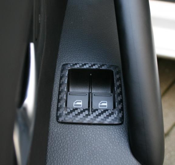 1 Dekorfolien-Set in Carbonoptik für die Fensterheberschalter passend für VW Scirocco Modelle Typ 13